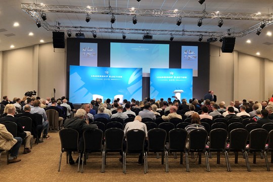 Main Auditorium / Theatre set up for the Conservative Leadership debate 2019